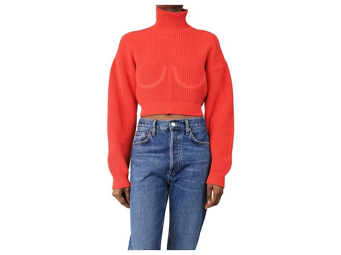 Simon Miller Roter weitmaschiger Strickpullover aus Baumwolle - Größe XS/S