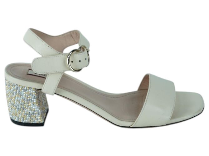 Bally Ivory Celeste Block Sandalen Weiß Roh