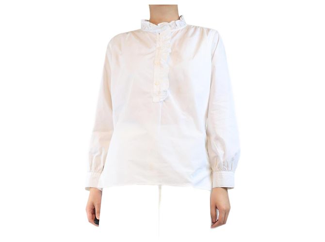Aime Camicia bianca con volant - taglia UK 12 Bianco