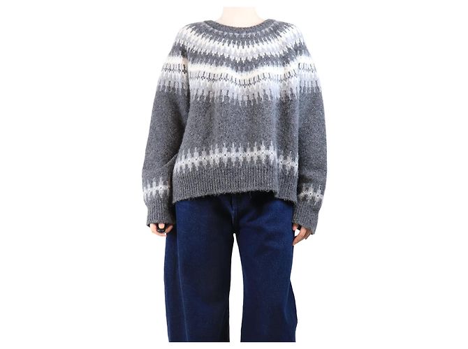 Nili Lotan Dunkelgrauer Fairisle-Pullover - Größe L