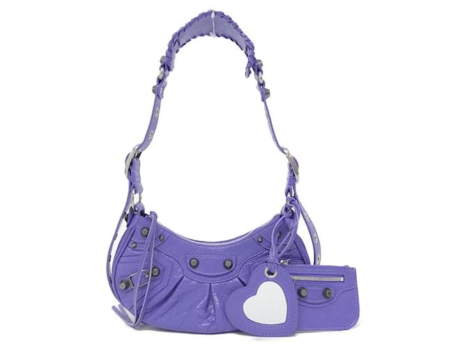 Everyday Balenciaga Le Cagole Lamb Shoulder Bag Purple Leather  ref.2605926