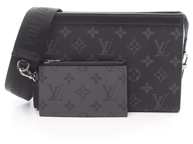 Louis Vuitton Gaston Wearable Wallet PVC Coated Canvas Shoulder Bag Black Cloth  ref.2605939