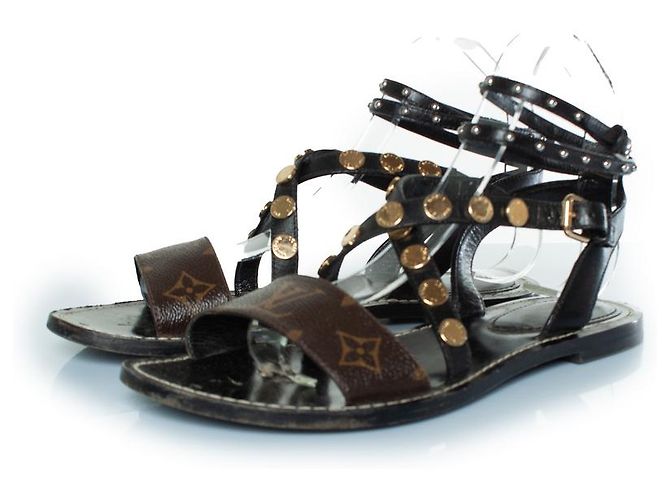 Sandali incrociati Monogram Louis Vuitton Marrone