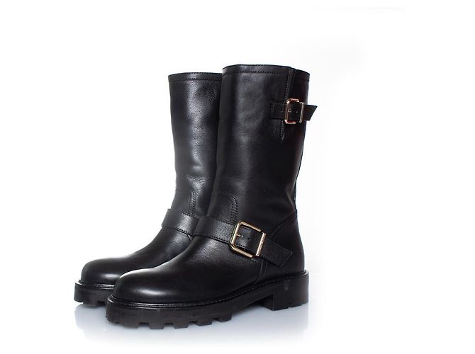 Botas de couro Biker 2 da Jimmy Choo Preto