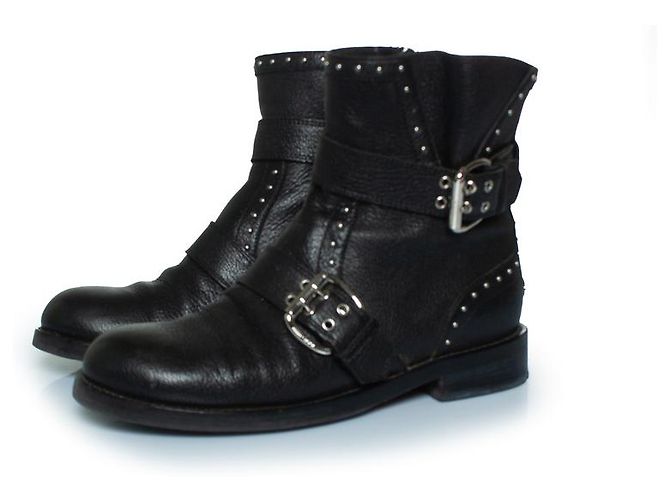 Botas de tornozelo de couro Blyss da Jimmy Choo com studs Preto