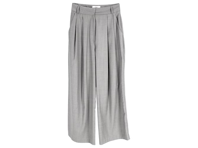 Autre Marque The Frankie Shop Pleated Wide-Leg Trousers in Grey Polyester  ref.2606673