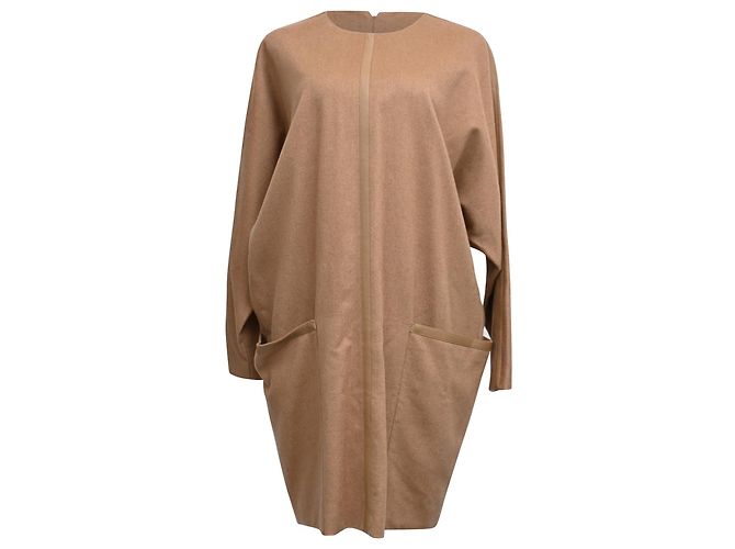 Abito midi a maniche lunghe Max Mara con tasche in lana camel marrone Rosso