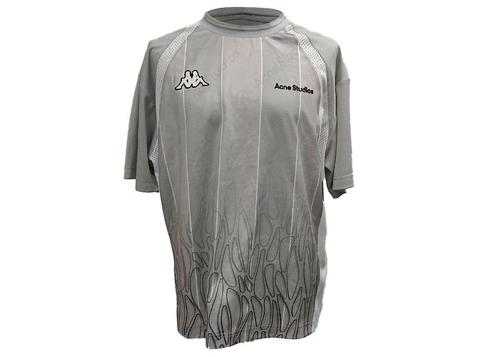 T-shirt en polyester gris avec logo Acne Studios X Kappa