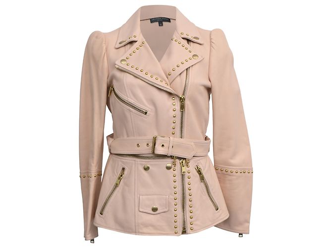 Giacca con borchie Alexander McQueen in pelle nuda Marrone Carne