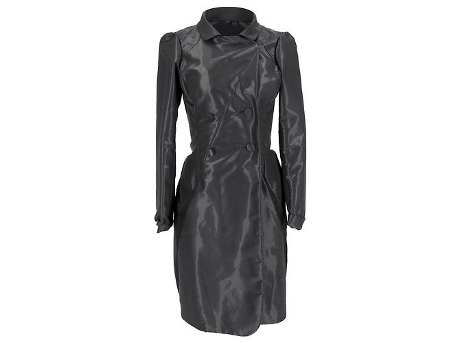 Everyday Balenciaga Double Breasted Coat in Black Polyester