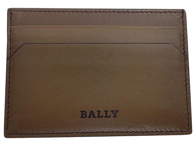 Porta-cartões Bally em couro marrom Vermelho