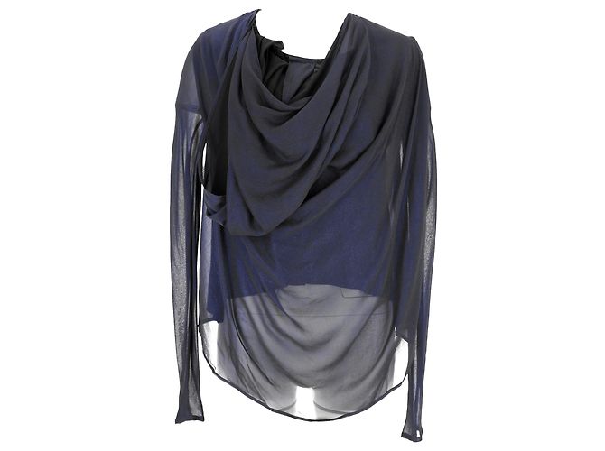 Top drapeado Haider Ackermann en seda azul marino