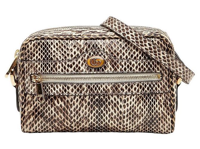 Bolsa de Ombro Gucci GG Marmont em Python Marrom