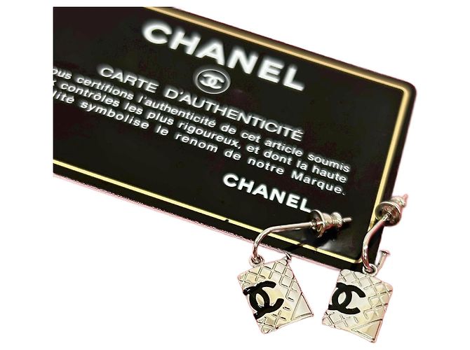 Chanel Cambon Ohrringe Silber Metallisch