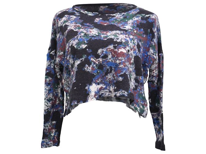 Y's por Yohji Yamamoto Suéter cropped com estampa de camuflagem em lã multicolorida Multicor