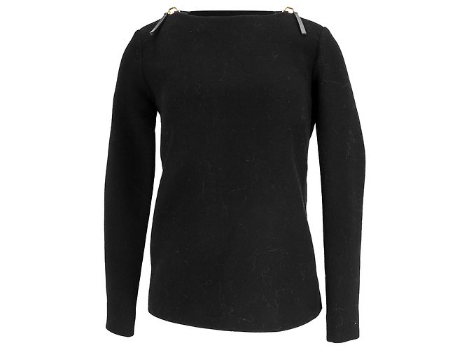 Schwarzer Wollpullover mit Reißverschlussdetails an der Schulter von Marni