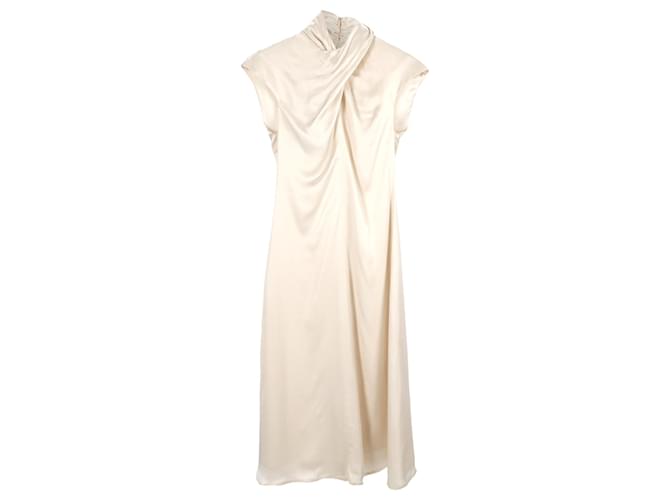 Autre Marque Beaufille Draped Midi Dress in Cream Acetate White Cellulose fibre  ref.2607545