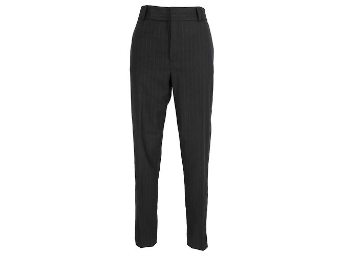 Saint Laurent gestreifte Hose aus schwarzer Wolle