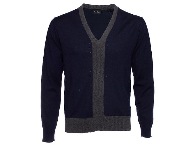 Blauer Wollpullover mit V-Ausschnitt Paul Smith 
