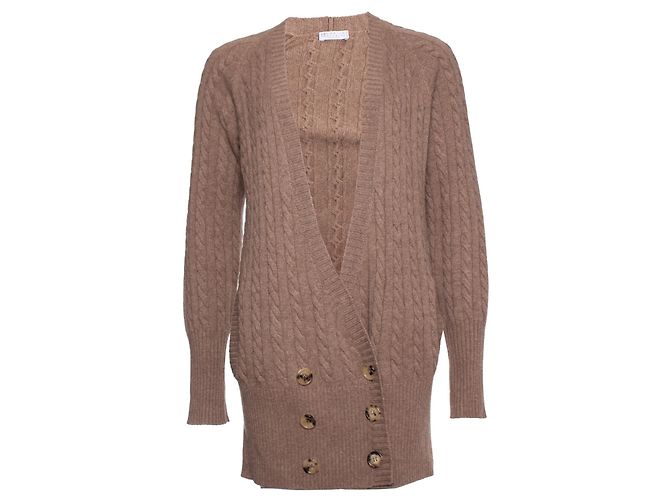 Brunello Cucinelli Kabel-Kaschmir-Cardigan in Camel. Braun