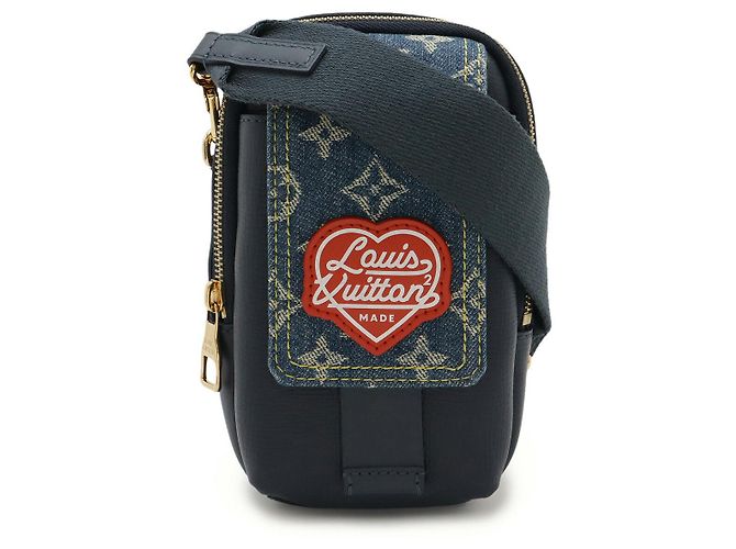 Bolsa de Telefone Dupla em Denim Monogram Louis Vuitton Azul