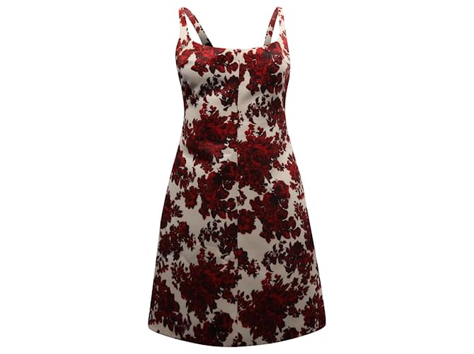 Autre Marque Emilia Wickstead  Talia Floral Print Taffeta Mini Dress in Red Polyester  ref.2608294
