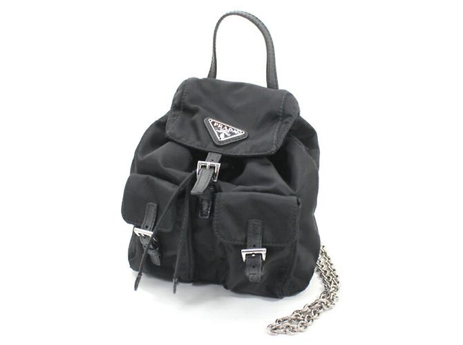 Prada Nylon and Leather Shoulder Bag Black