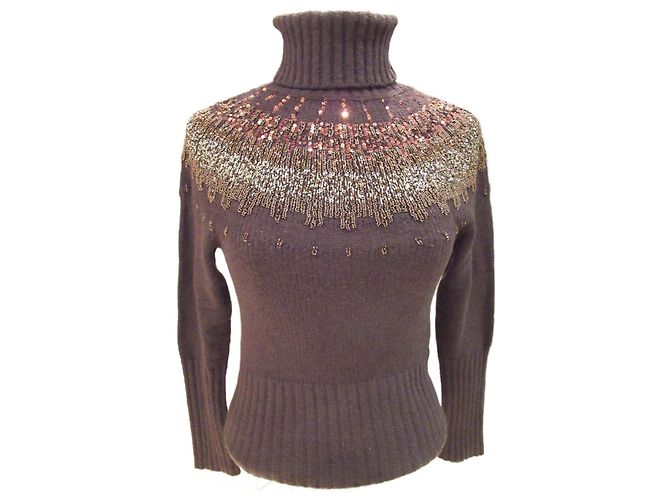 Autre Marque Pull marron InWear avec perles et sequins
