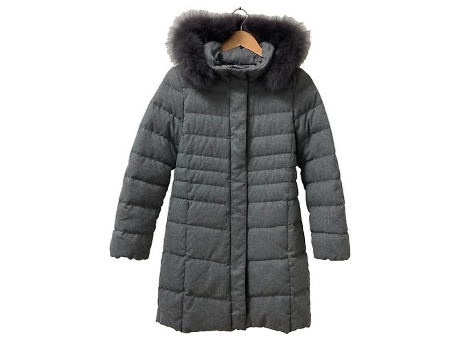 Autre Marque Cappotto in piuma di volpe riflettente Marrone