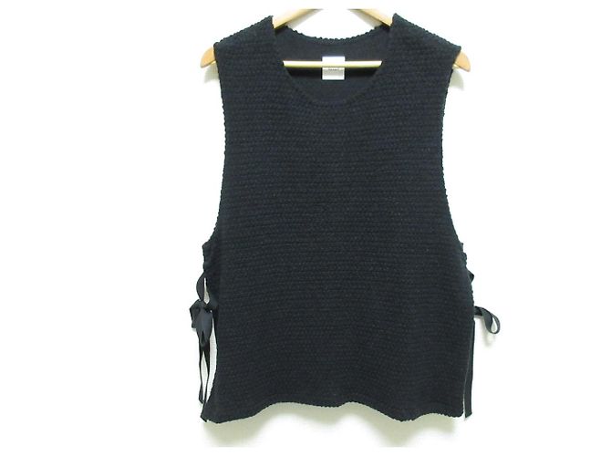 Autre Marque Gaze-Strickweste Schwarz