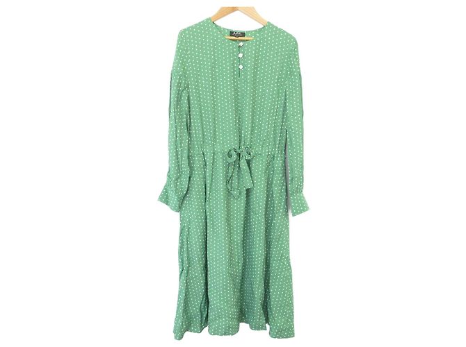 Apc Vestido Flare con Lunares A.P.C. Verde