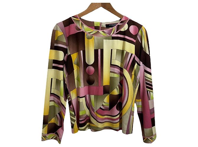 Autre Marque LEONARD FASHION Pullover Stretch CanCan Marrone Rosa Multicolore Giallo