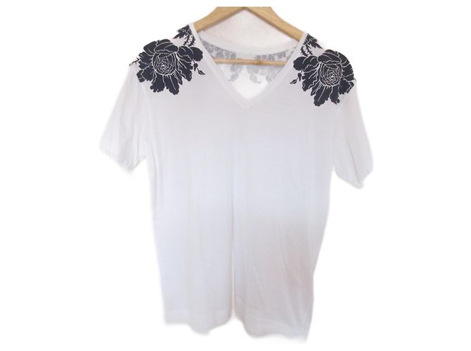 Autre Marque Camiseta de algodón con estampado floral Dries Van Noten Blanco
