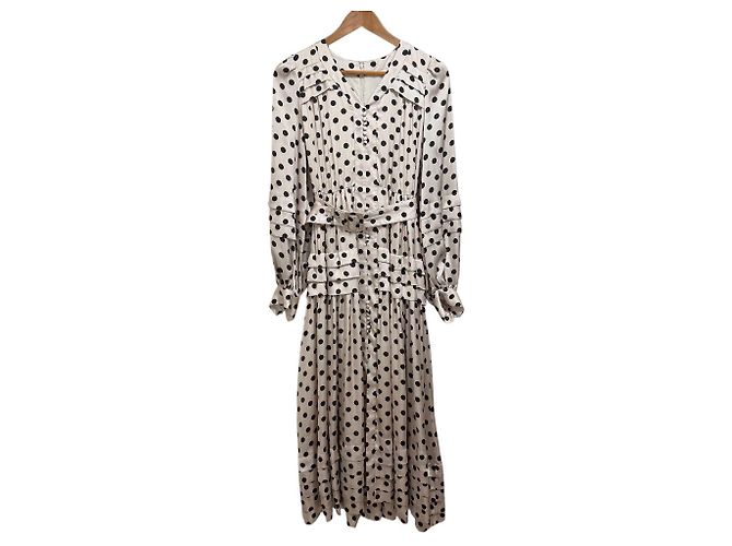 Autre Marque Robe Longue à Pois Estella.K Noir Beige