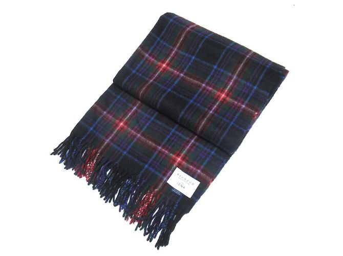 Autre Marque Sciarpa in lana e angora a quadri con frange Begg & Co Nero