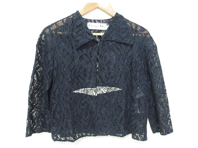 Camicia in pizzo Christian Dior Blu Blu navy
