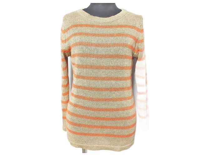 Autre Marque Top de punto de lino Ron Herman Beige Naranja