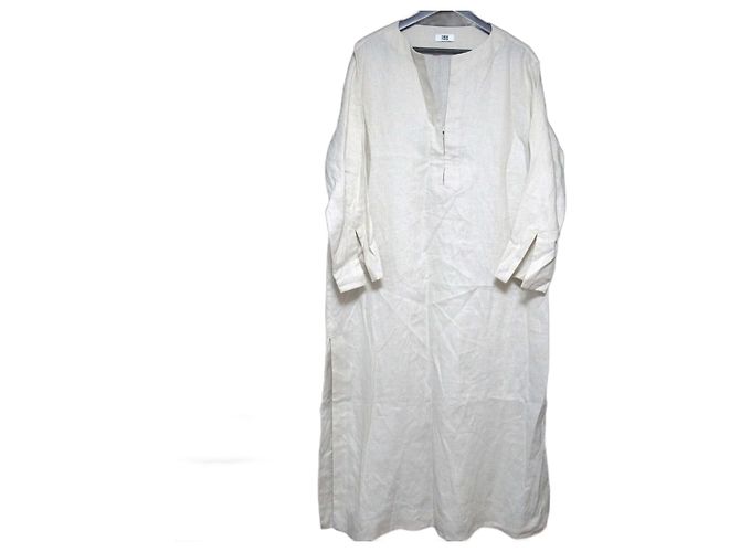 Autre Marque Langes Leinenkleid newnow Beige Roh