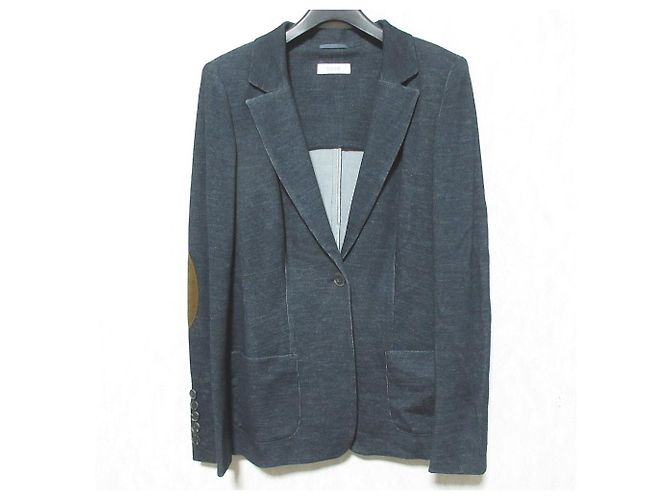 Autre Marque Chaqueta de Punto Ajustada con Parche en los Codos Laurel Gris Gris antracita