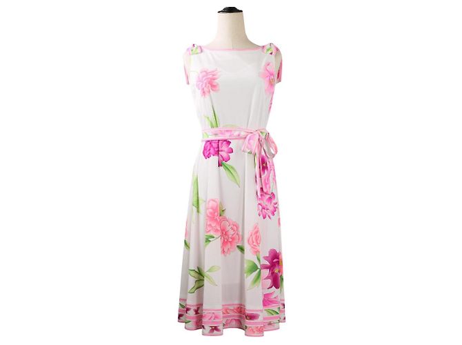 Robe Kankan Stretch à Imprimé Floral LEONARD Rose Blanc