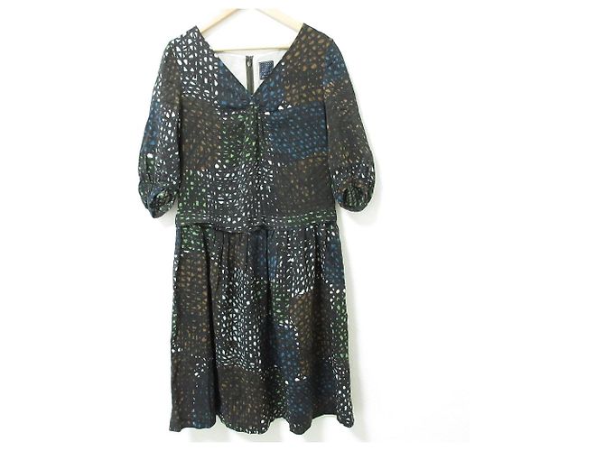 Autre Marque vestido de lino antes de seda mina perhonen Multicolor