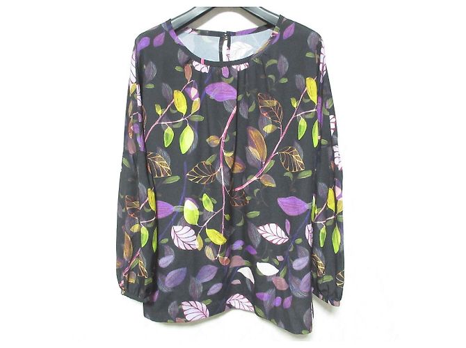 Autre Marque Blusa con Estampado de Hojas TRANS WORK Negro