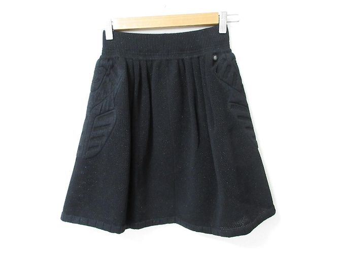 Timeless Chanel Wollstrick Minirock Schwarz