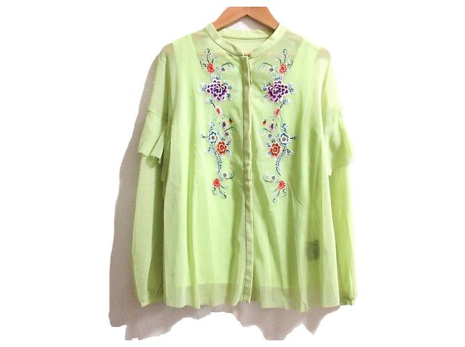 Autre Marque Camisa de rede com bordado de flores VIVIENNE TAM Verde