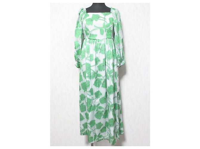 Autre Marque Jacquardkleid mit Blumenmuster Grün