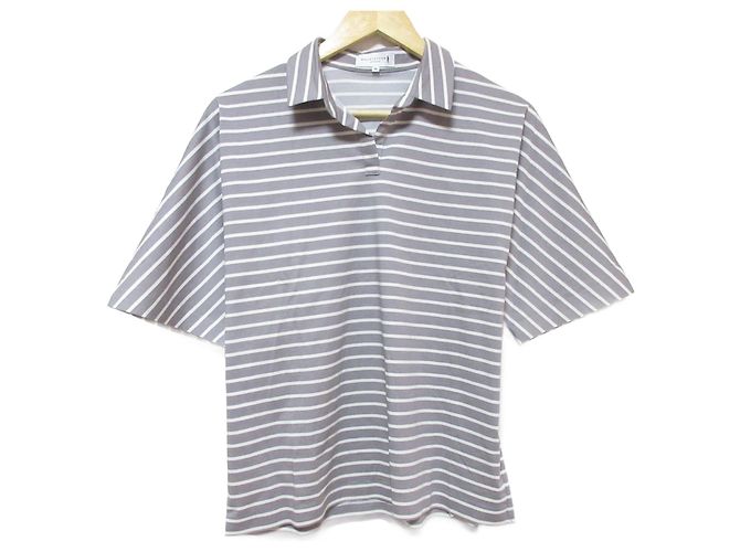 Autre Marque Mackintosh Essential Collection Plating Jersey Border Pullover White Grey