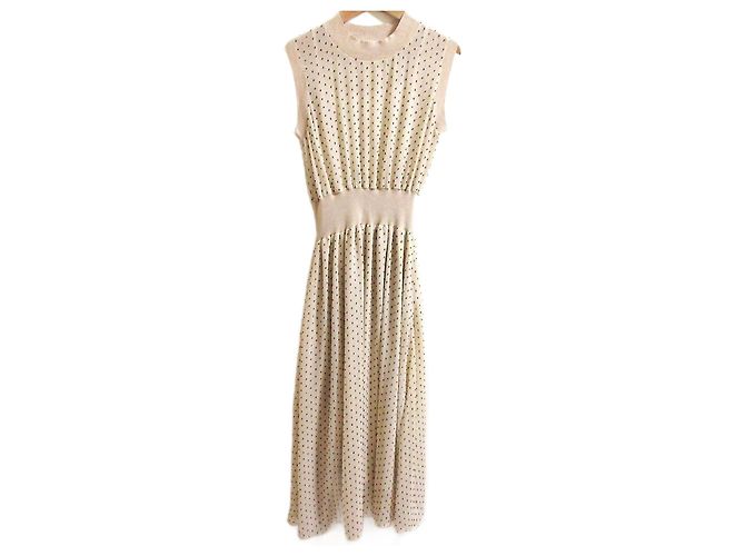 Autre Marque Vestido Largo de Jacquard con Lunares DRESSTERIOR Beige
