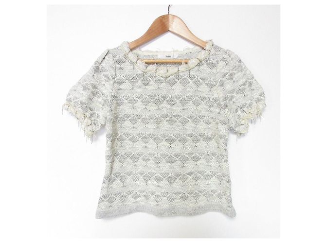 Autre Marque Top a maniche corte in maglia tweed Rene Grigio