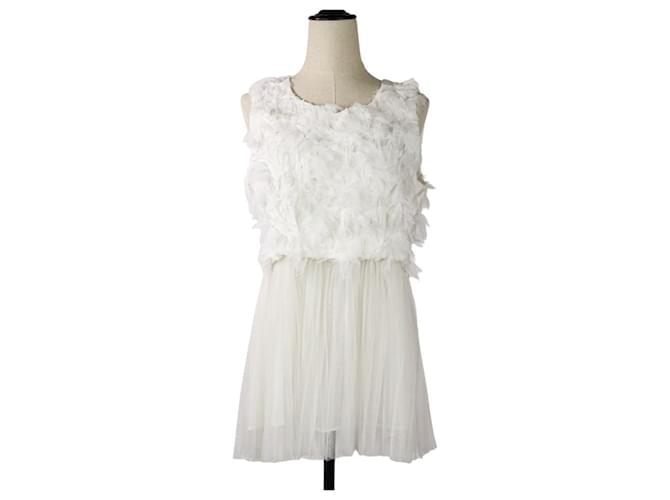 Autre Marque FABIANA FILIPPI Feather Tulle Sleeveless Top White  ref.2610103