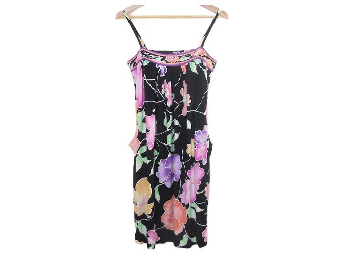 LEONARD Blumendruckkleid Schwarz